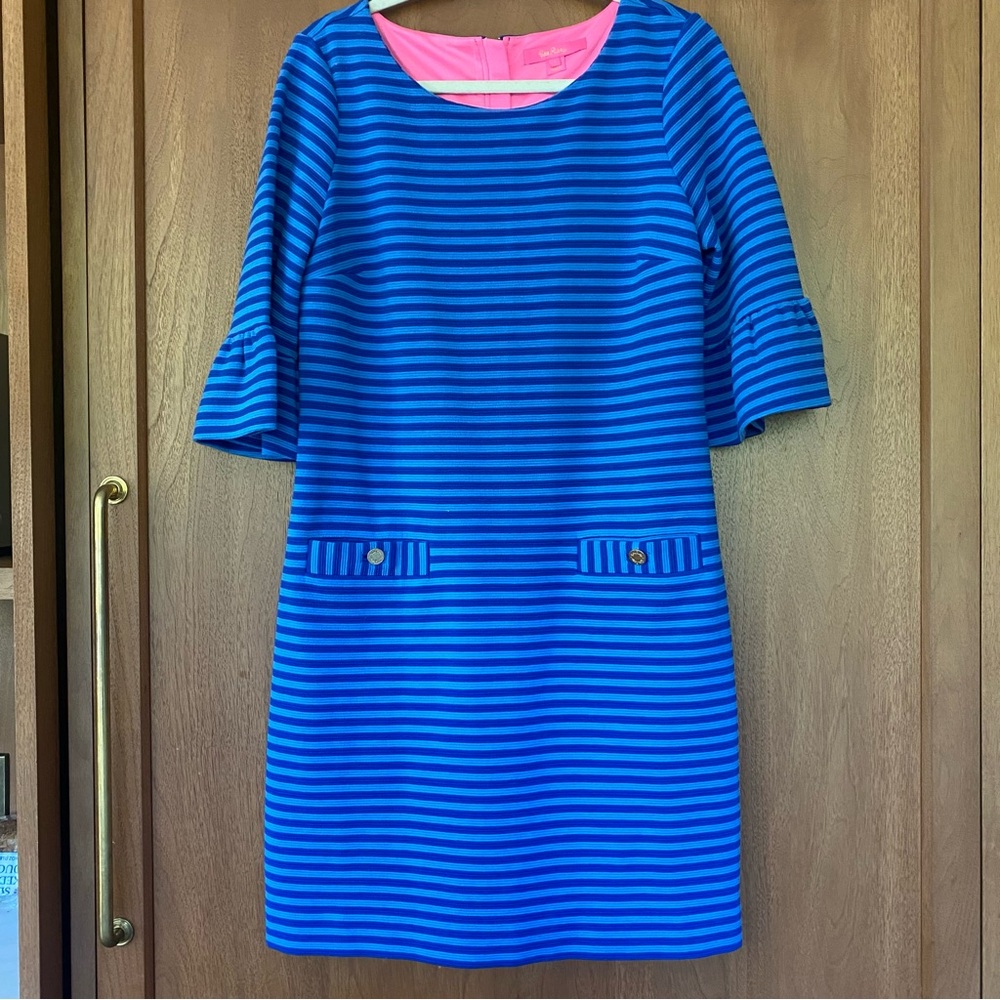 Lilly Pulitzer Preppy Country Club Blue striped shift Dress